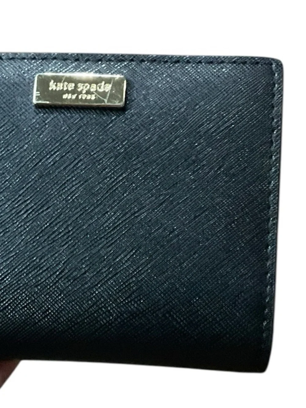 kate spade Laurel Way Small Shawn Wallet in Black Saffiano Textured Leather